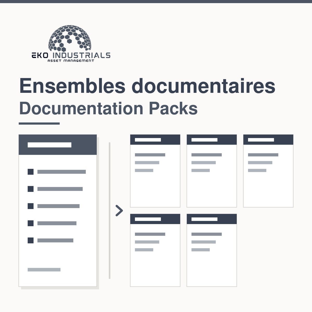 A documentation set: one pack document set against the five documents it brings together.