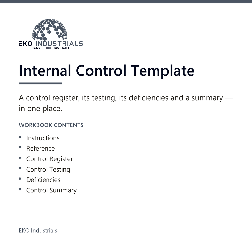 Internal Control Template, EKO Industrials: product listing visual for the digital product, delivered in French and English.