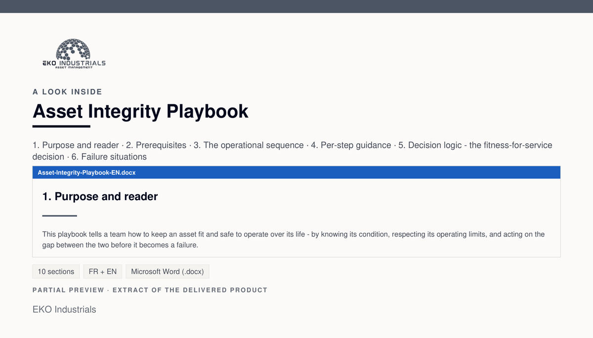 A look inside Asset Integrity Playbook: a real page from the delivered document.