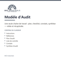 Modèle d'Audit, EKO Industrials : visuel de présentation du produit — 6 feuilles, 852 formules, livré en français et en anglais.