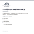 Modèle de Maintenance, EKO Industrials : visuel de présentation du produit — 5 feuilles, 1445 formules, livré en français et en anglais.
